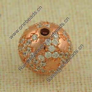 Copper Zircon Beads, Fashion jewelry findings, A Grade Round 12mm, Sold by PC