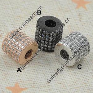 Copper Zircon Beads, Fashion jewelry findings, A Grade Column 8x8mm, Sold by PC