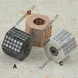 Copper Zircon Beads, Fashion jewelry findings, A Grade Column 7x8mm, Sold by PC
