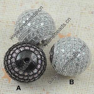 Copper Zircon Beads, Fashion jewelry findings, A Grade Round 14mm, Sold by PC