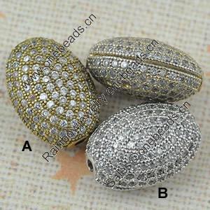 Copper Zircon Beads, Fashion jewelry findings, A Grade Oval 10x14mm, Sold by PC