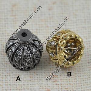 Copper Zircon Bead Caps, Fashion jewelry findings, A Grade 9mm, Sold by PC