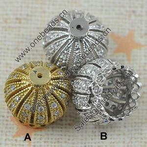 Copper Zircon Bead Caps, Fashion jewelry findings, A Grade 11mm, Sold by PC
