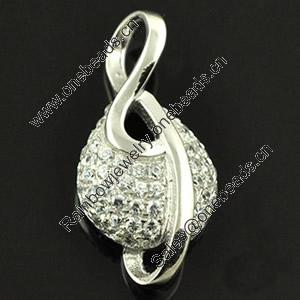 Copper Zircon Pendant, Fashion jewelry findings, A Grade 11x22mm, Sold by PC