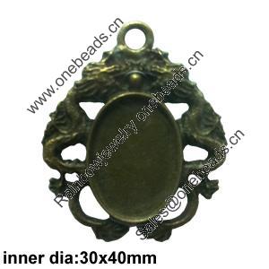 Zinc Alloy Cabochon Settings. Fashion Jewelry Findings. Lead-free. inner dia:30x40mm Sold by PC