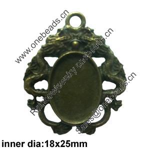 Zinc Alloy Cabochon Settings. Fashion Jewelry Findings. Lead-free. inner dia:18x25mm Sold by PC