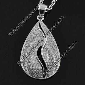 Copper Zircon Pendant, Fashion jewelry findings, A Grade Teardrop 15x27mm, Sold by PC