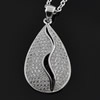 Copper Zircon Pendant, Fashion jewelry findings, A Grade Teardrop 15x27mm, Sold by PC
