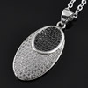 Copper Zircon Pendant, Fashion jewelry findings, A Grade Flat Oval 13x25mm, Sold by PC