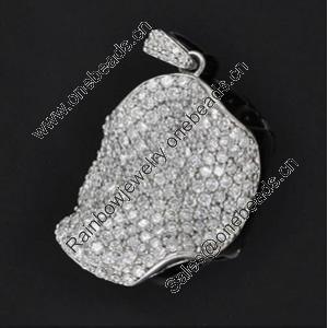 Copper Zircon Pendant, Fashion jewelry findings, A Grade Fruit 23x30mm, Sold by PC