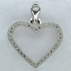 Copper Zircon Pendant, Fashion jewelry findings, A Grade Heart about 20mm, Sold by PC
