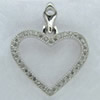 Copper Zircon Pendant, Fashion jewelry findings, A Grade Heart about 20mm, Sold by PC