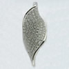 Copper Zircon Pendant, Fashion jewelry findings, A Grade Leaf about 20mm, Sold by PC