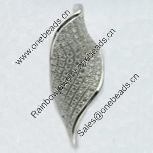 Copper Zircon Pendant, Fashion jewelry findings, A Grade Leaf about 20mm, Sold by PC