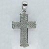 Copper Zircon Pendant, Fashion jewelry findings, A Grade Cross about 20mm, Sold by PC
