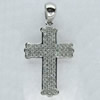 Copper Zircon Pendant, Fashion jewelry findings, A Grade Cross about 20mm, Sold by PC