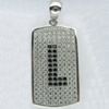 Copper Zircon Pendant, Fashion jewelry findings, A Grade Rectangle about 20mm, Sold by PC
