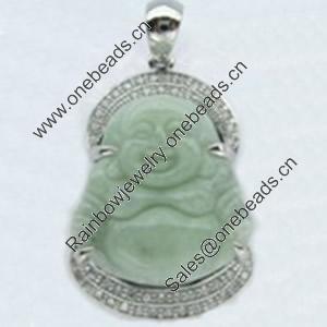 Copper Zircon Pendant, Fashion jewelry findings, A Grade Buddha about 20mm, Sold by PC
