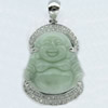 Copper Zircon Pendant, Fashion jewelry findings, A Grade Buddha about 20mm, Sold by PC
