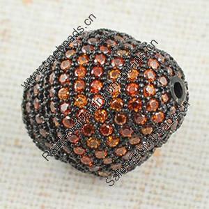 Copper Zircon Beads, Fashion jewelry findings, A Grade Drum 10mm, Sold by PC