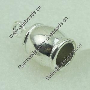 Zinc Alloy Cord End Caps, lead-free, 11x20mm, hole:7mm, Sold by Bag
