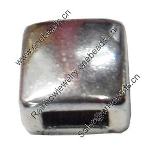 Slider, Zinc Alloy Bracelet Findinds, Lead-free, 10x10mm, Hole size:6x3mm, Sold by Bag 