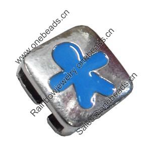 Slider, Zinc Alloy Bracelet Findinds, Lead-free, 14x14mm, Hole size:11x2.5mm, Sold by Bag 