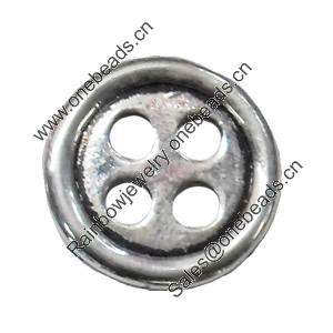 Button，Fashion Zinc Alloy Jewelry Findings. Lead-free. 20x20mm. Hole:4mm. Sold by Bag