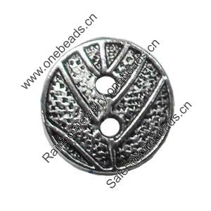 Button，Fashion Zinc Alloy Jewelry Findings. Lead-free. 16x16mm. Hole:2mm. Sold by Bag