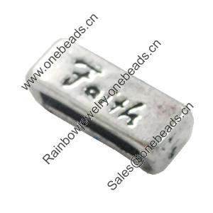 Slider, Zinc Alloy Bracelet Findinds, Lead-free, 13x5mm, Hole size:10x2mm, Sold by KG