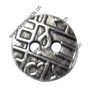 Button，Fashion Zinc Alloy Jewelry Findings. Lead-free. 16x16mm. Hole:2mm. Sold by Bag