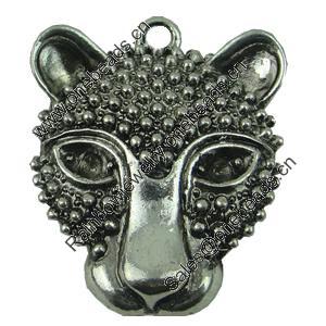 Pendant, Fashion Zinc Alloy Jewelry Findings, Lead-free, Animal Head 45x36mm, Sold by Bag 