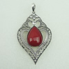 Pendant With Resin Beads. Fashion Zinc Alloy Jewelry Findings. Leaf 68x42mm. Sold by Bag