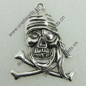 Pendant. Fashion Zinc Alloy Jewelry Findings. Lead-free. Skeleton 60x45mm. Sold by Bag 