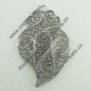 Pendant. Fashion Zinc Alloy Jewelry Findings. Lead-free. Leaf 75x49mm. Sold by Bag 