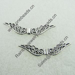 Beads. Fashion Zinc Alloy jewelry findings. Lead-free. Wings 31x7mm. Sold by Bag