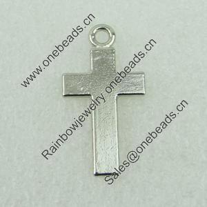 Pendant. Fashion Zinc Alloy Jewelry Findings. Lead-free. Cross 25x13mm. Sold by Bag 