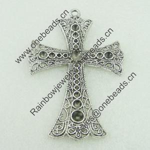 Pendant. Fashion Zinc Alloy Jewelry Findings. Lead-free. Cross 72x50mm. Sold by Bag 