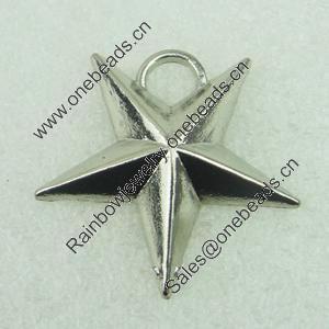 Pendant. Fashion Zinc Alloy Jewelry Findings. Lead-free. Star 26x27mm. Sold by Bag 