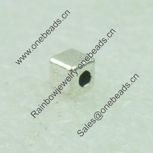 Beads. Fashion Zinc Alloy jewelry findings. Lead-free. Cube 4x4x4mm. Sold by Bag