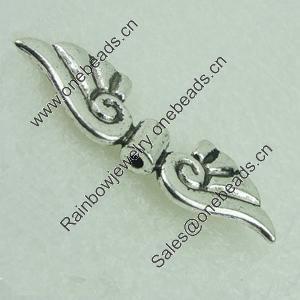 Beads. Fashion Zinc Alloy jewelry findings. Lead-free. Wings 44x13mm. Sold by Bag