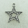 Pendant. Fashion Zinc Alloy Jewelry Findings. Lead-free. Star 17x15mm. Sold by Bag 