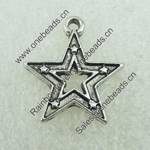 Pendant. Fashion Zinc Alloy Jewelry Findings. Lead-free. Star 17x15mm. Sold by Bag 