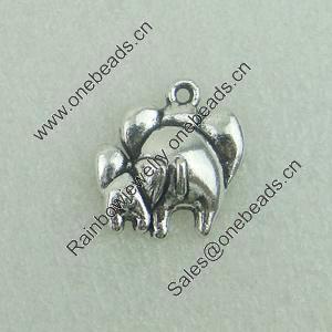 Pendant. Fashion Zinc Alloy Jewelry Findings. Lead-free. Animal 18x17mm. Sold by Bag 