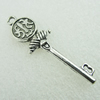 Pendant. Fashion Zinc Alloy Jewelry Findings. Lead-free. Key 43x13mm. Sold by Bag 
