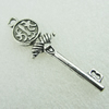 Pendant. Fashion Zinc Alloy Jewelry Findings. Lead-free. Key 43x13mm. Sold by Bag 