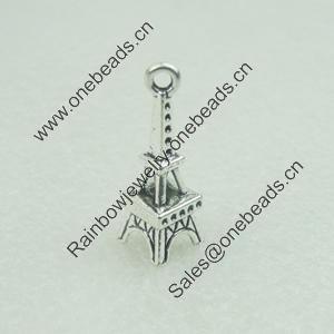 Pendant. Fashion Zinc Alloy Jewelry Findings. Lead-free. Tower 26x9mm. Sold by Bag 