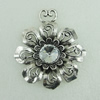 Pendant with Crystal Beads. Fashion Zinc Alloy Jewelry Findings. Lead-free. Flower 65x58mm. Sold by Bag 
