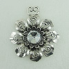 Pendant with Crystal Beads. Fashion Zinc Alloy Jewelry Findings. Lead-free. Flower 65x58mm. Sold by Bag 