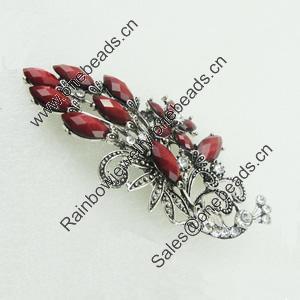 Pendant With Crystal Beads and Resin Beads. Fashion Zinc Alloy Jewelry Findings. Lead-free. Animal 105x47mm. Sold by Bag